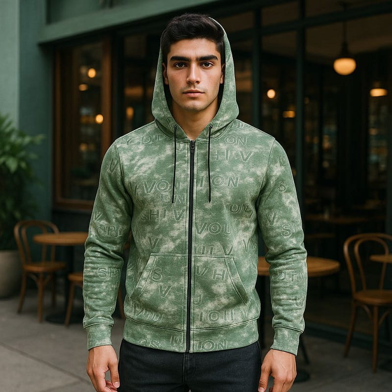 سوییشرت طرحدار مردانه سبز مدل Roham