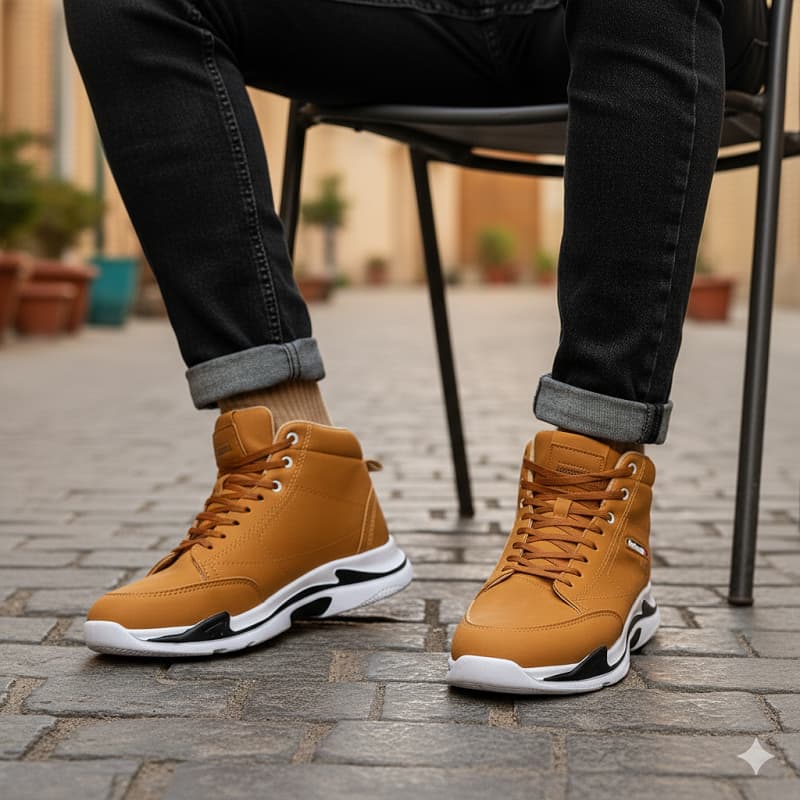 کفش ساقدار مردانه نسکافه ای مدل EMTO