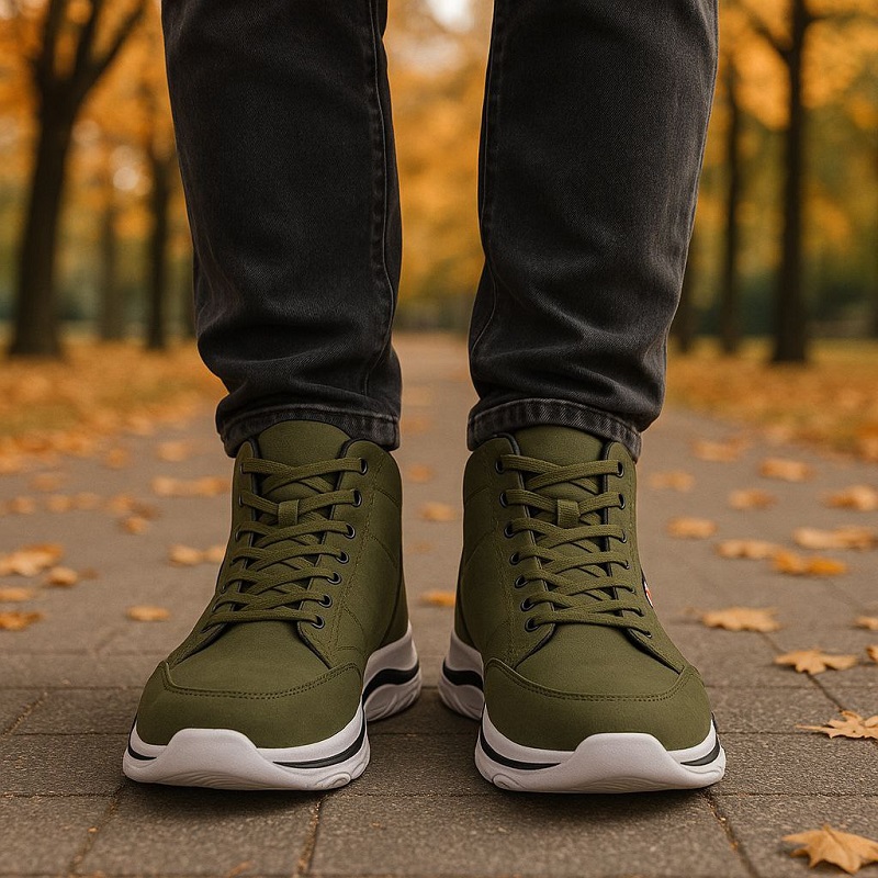 کفش ساقدار مردانه زیتونی مدل EMTO